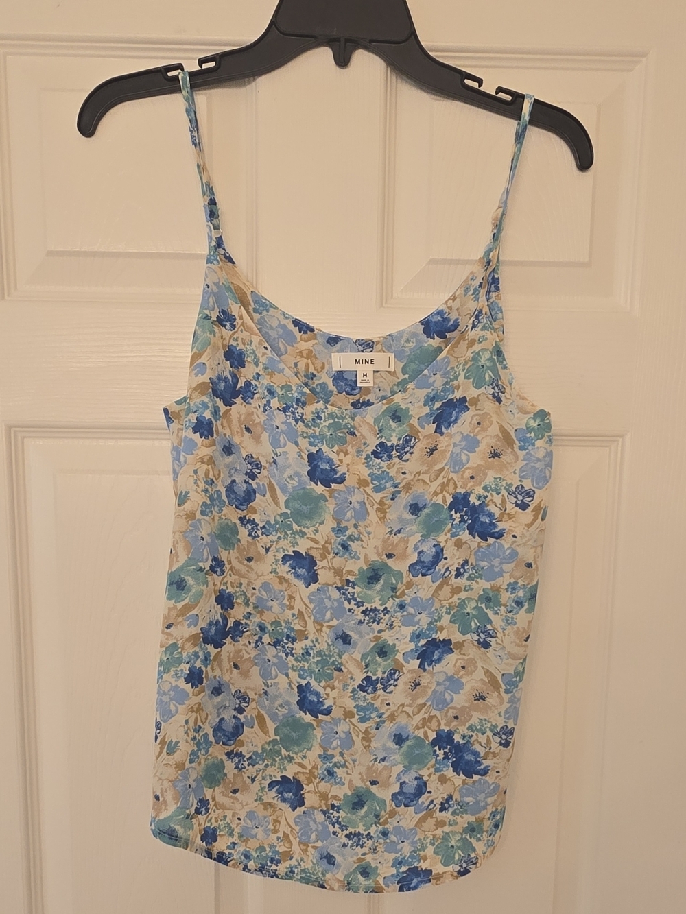 MINE Blue Floral Spaghetti Strap Tank Top